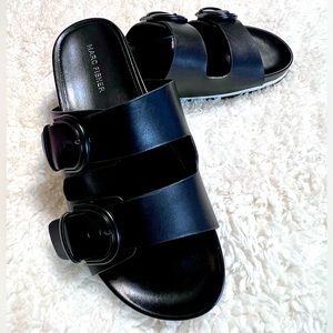 Marc Fisher Kristane Black & White “Birkenstock Styled” Slide Sandal Size 9.5.